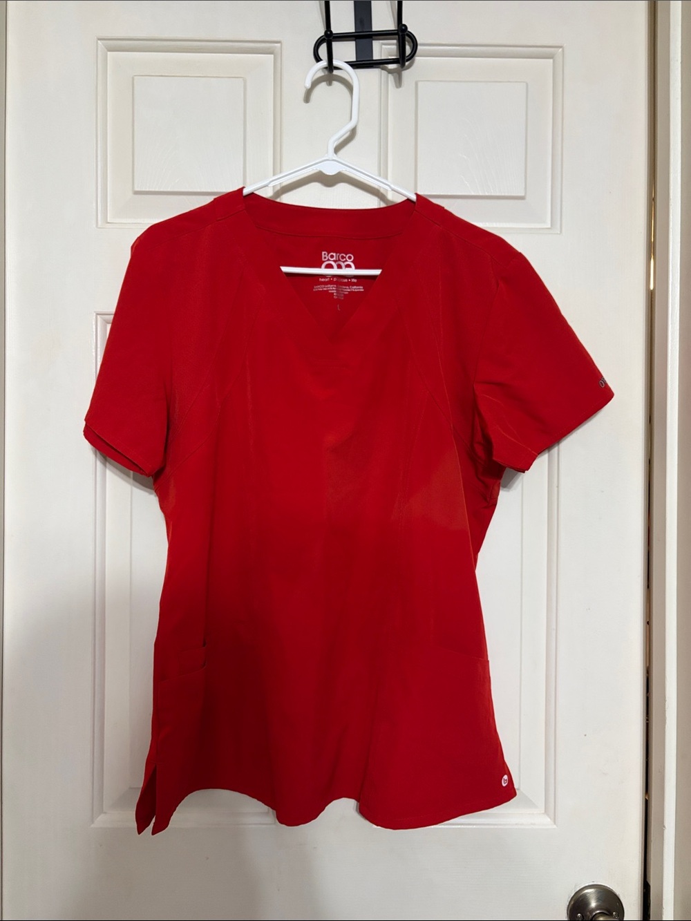 Barco Uniforms Women's Red Short Sleeve V-Neck Scrub Top